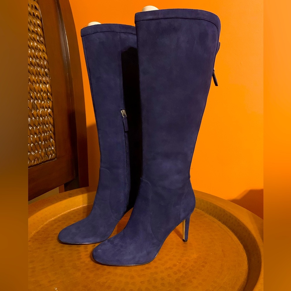 NEW Nine West Genuine Blue suede high boots. 7 1/2M